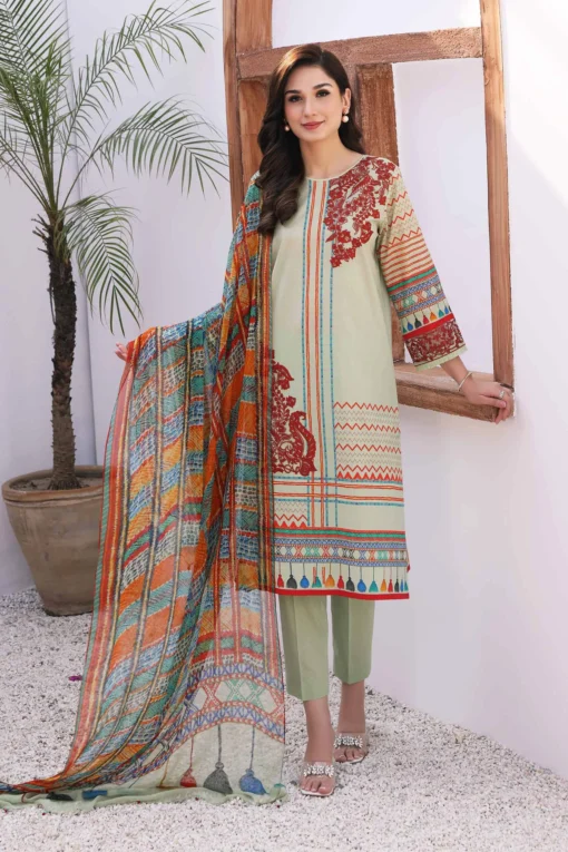 3 Piece - Printed Embroidered Suit